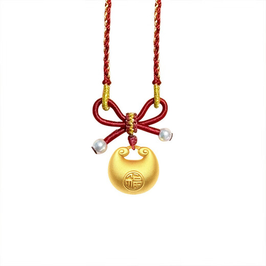 Wanke decorated with au999 gold fat blessing pendant gold necklace women's gold transfer beads imitation gold safety lock baby small fat blessing about 1 gram red rope necklace gold wrapped with silver