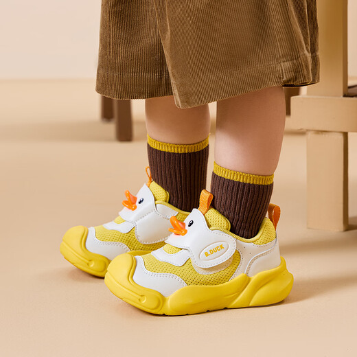 B.Duck Little Yellow Duck Children's Shoes Children's Toddler Shoes Boys and Girls Soft Sole Sports Shoes Baby Lightweight Running Shoes 6862 Huangmi 27