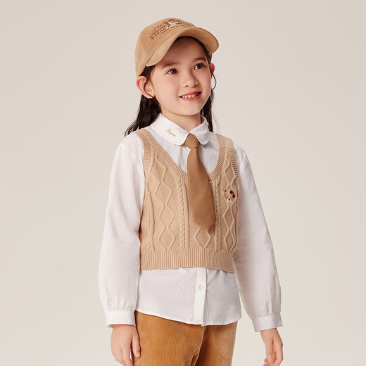 PawinPaw Cartoon Bear Children's Clothing 2024 Early Autumn Girls' Shirts Two-piece Stacked College Style PCBAE4922M Gray 150