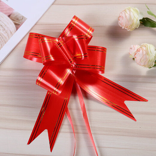 Large hand-drawn flower bow ribbon wedding ribbon wedding car door handle decoration ribbon fruit flower basket decoration flower 10 happy words