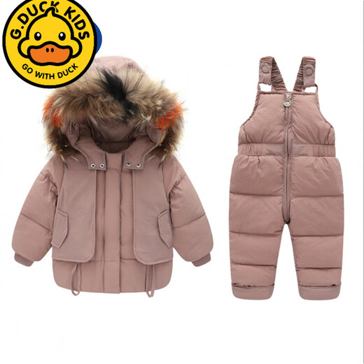 Baby down jacket two-piece suit for children and toddlers thickened boys and girls open overalls winter children's jacket black 90 90cm