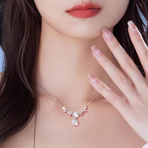 MZMZ platinum necklace for women pt950 platinum clavicle chain trendy decoration Valentine's Day birthday gift for girlfriend and wife local warehouse/next day delivery - light luxury wisteria flower necklace for women
