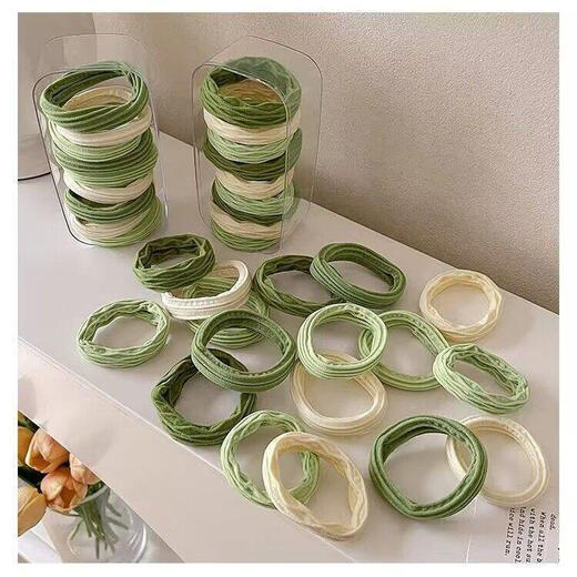 Hesiyu Seamless Matcha Green Hair Tie High Elasticity Rubber Band Hair Ins Headband Ponytail Thickened Matcha Green Mix and Match 10