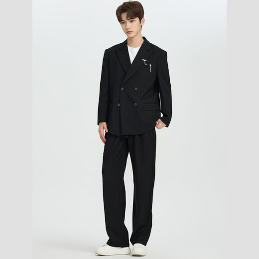 DK high-end men's suit suit men's casual loose handsome performance suit dress suit jacket engagement wedding suit forest black single jacket S (100-115Jin Jin equals 0.5 kg)