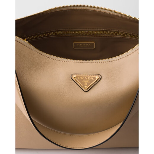 PRADA Women's Sand Calf Leather Zippered Large Shoulder Bag 1BC228_2CYS_F02YP_V_LVM 23x39x12cm