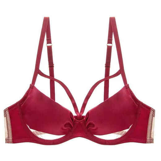 Victoria's Style Sexy Secret Sexy Plus Size Underwear Women's Thin Push-Up Big Breasts Show Small Zodiac Year Red Bra Set Gift Red Set 75E 34