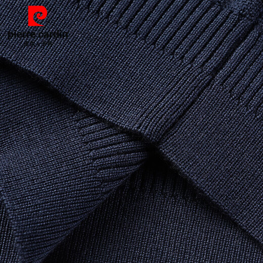 Pierre Cardin 100% pure wool sweater short-sleeved round neck men's solid color versatile half-sleeved machine washable base sweater