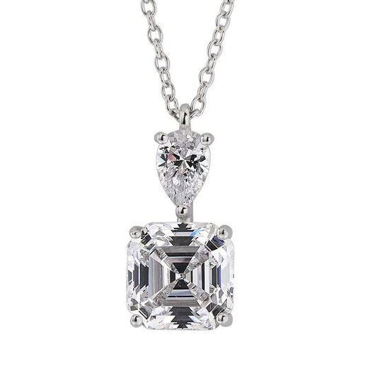 Super flash pt950 platinum princess necklace for women, high-end pear-shaped water drop pendant, 3 carat large square diamond clavicle chain D-E/extreme white 3 carat LC/mirror flawless square diamond necklace + counter packaging