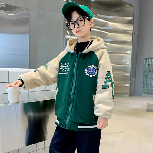 Children's clothing, boys' autumn jackets, spring and autumn models, 2025 new style, medium and large children's street boys' autumn style clothes trend WX-Xin136 black plus velvet style 160 (recommended within 155 cm)
