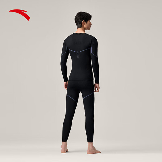 ANTA Ski Quick-Drying Sports Suit 25 Years Winter Outdoor Tight Thermal Underwear Training Basement Shirt Basic Black/Light Blue-2 2XL (Male 185)