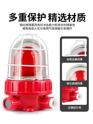 BBJ explosion-proof sound and light alarm 24V explosion-proof alarm light 220V industrial mine warning flashing light (gray base) explosion-proof sound and light type BBJ-1 24V