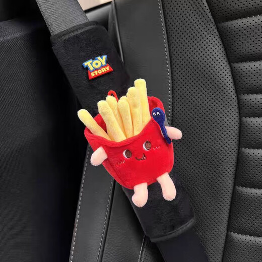 Ye Yu Car Seat Belt Shoulder Cover Cartoon Children's Seat Belt Anti-Strangle Seat Belt Decorative Car Supplies One Pair Black Two Toy French Fries Spoons Hamburger Spoons