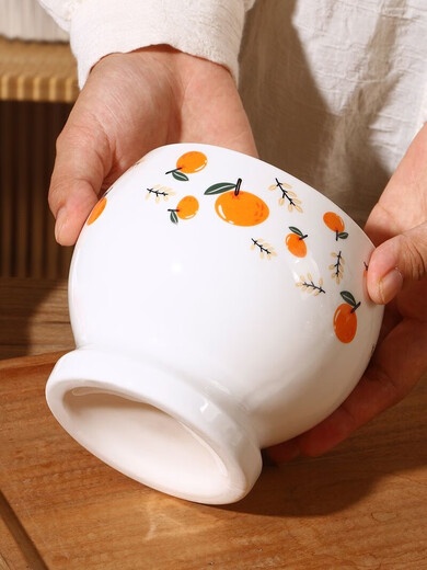 GIOIO special retro thickened garlic mortar for pounding garlic, hand-pressed lidded masher, commercial threaded grinding porcelain jar with lid, all the best, garlic pounder-400ml + beech stick + bamboo lid