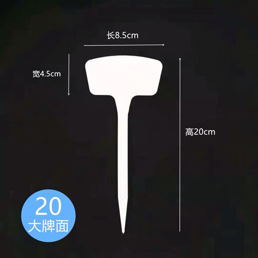 塑料立体园艺插地牌多肉标签植物标识牌大号T标签花卉盆栽插牌 45公分扇形(白色) 100个