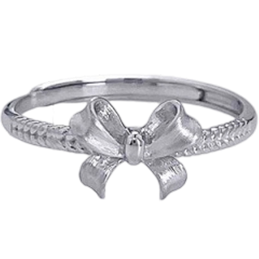 Beijing Gold Trading Center Co., Ltd. Platinum solid live silver gauze princess bow ring as a Mid-Autumn Festival gift for mother, mother and lover's birthday Silver gauze princess bow ring (approximately 2.65g)