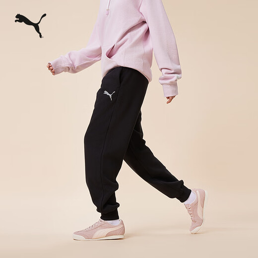 Puma (PUMA) velvet warm loose legged sports trousers men's new autumn casual knitted pants 686405 black-01 S (170/70A)