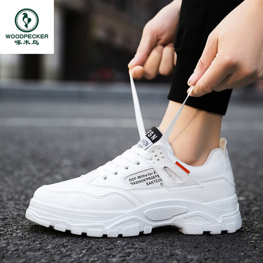 
Woodpecker 2025 autumn new casual sports shoes men's shoes heightening shoes white shoes dad shoes breathable little white shoes trendy winter HY1289 white 39