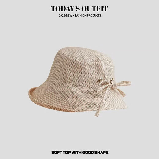 
Japanese fisherman hat for women in summer new style small fresh checked curly edge sun protection hat wide brim small basin hat green