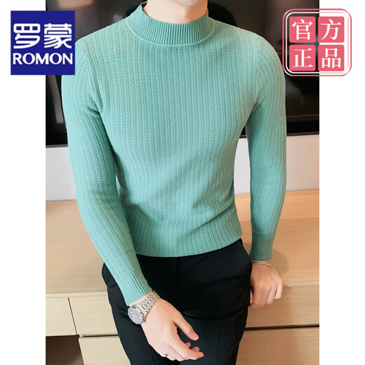 ROMON half-turtleneck sweater for men in autumn and winter Korean style slim-fitting men's bottoming shirt high-end men's knitted sweater black M Jin Jin equals 0.5 kg