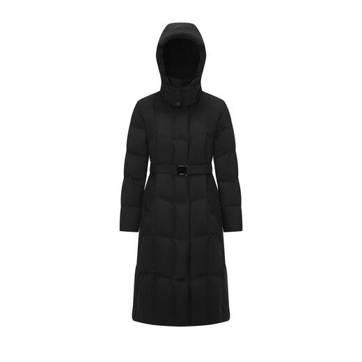 Bosideng (BOSIDENG) women's new down jacket 2025 waist long goose down jacket long over the knee slimming belt B250244146 black 8056 XS 155/80A