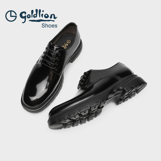 Goldlion Men's Shoes 25 Years New Product Stylish Stylish Thick Sole Increased Business Formal Leather Shoes G593530434AAE Black 41