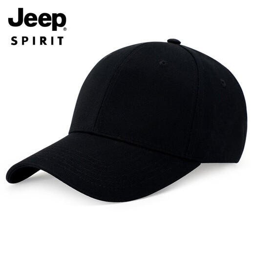 Jeep (JEEP) solid color baseball hat for men and women, spring and autumn new fashion Korean version casual outdoor travel youth peaked cap A0601 black one size (56-61cm) adjustable