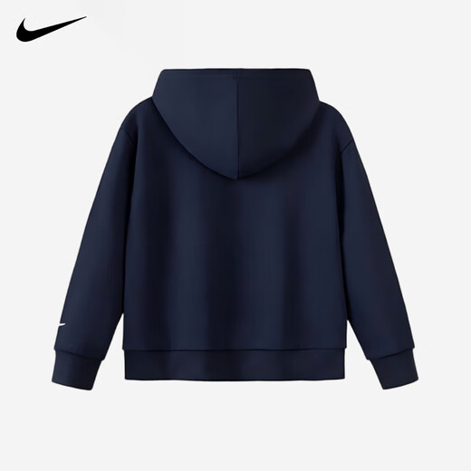 NIKE Nike Boys Hooded Sweatshirt with Velvet 2025 New Autumn and Winter Girls' Clothing Big Children's Thickened Top to Keep Warm in Winter Indigo 2233 Velvet and Thickened High Weight 160/L Recommended Height 152-158cm
