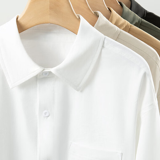 VANCL long-sleeved shirt men's spring and autumn white shirt men's casual loose large size thin jacket summer white 2XL