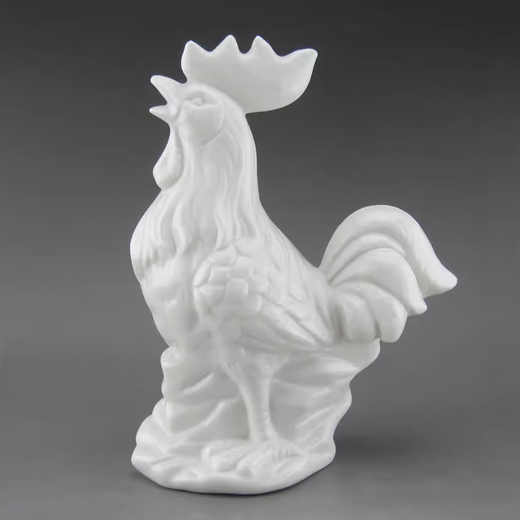 Ornements de poulet artisanat ornements de coq blanc céramique douzaine de zodiaque Roonter blanc en porcelaine gros coq