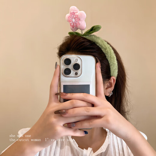 Youfang attracts peach blossom_cute plush flower headband female cartoon sweet hairpin face wash non-slip furry headband hair accessories pink peach plush headband 1 pack