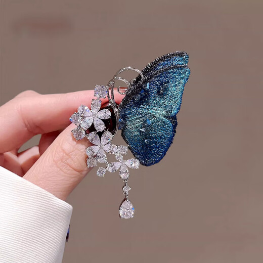 SNQP light luxury crystal flower embroidered butterfly brooch, feminine corsage, creative pin-like accessories gift, crystal flower embroidered butterfly-brooch