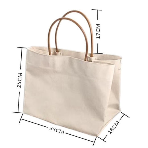 Fantasy commuter lunch box bag for women working bucket bag ins student tutoring portable canvas bag temperament hand-carrying ladies bag square style beige (magnetic buckle at the bag mouth + inner zipper patch pocket)
