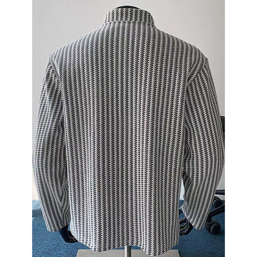 7 excellent products sweatshirt men's autumn and winter American Henry collar heavy striped bottoming shirt loose casual jacket top men YZXS-CT04 white M