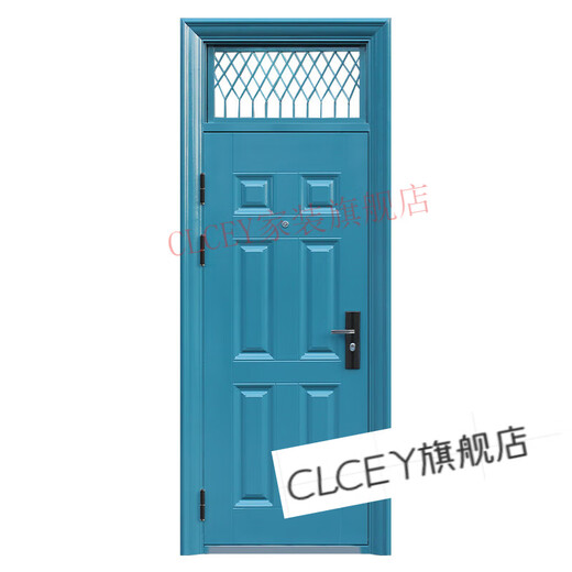 CLCEY anti-theft door home entrance door with transom window for outdoor ventilation steel parent door blue school student classroom dormitory door 1970*860 no transom window