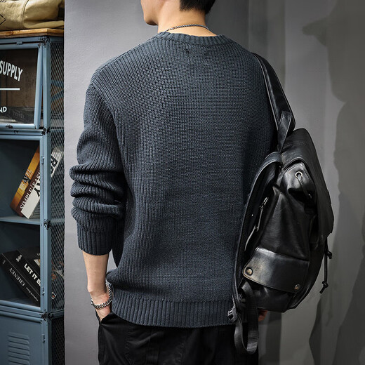 New Balance NEW BOLUNE autumn and winter trendy brand sweater men's American retro Henry collar versatile heavy casual sweater jacket 8903 gray blue regular S