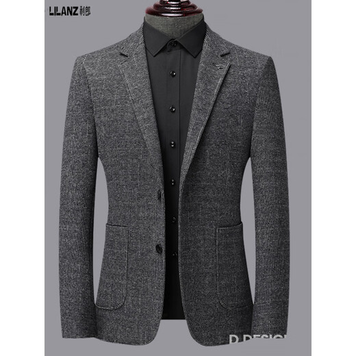 Lilang Men's Suit Jacket Men's Autumn Middle-aged Men's Business Casual Wool Suit Dad's Uniform Jacket 631 Dark Red 2XL 185/100