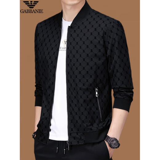 GABBANIE men's jacket spring and autumn new style middle-aged fashion high-end business casual stand collar jacket A-8821 black jacket regular M 165 recommended 90-110Jin Jin equals 0.5 kg