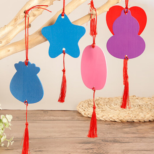 Wooden blessing card handwritten love wish card hanging tag scenic hanging tree temple wish card diy decorative card color five-star style 10 pcs