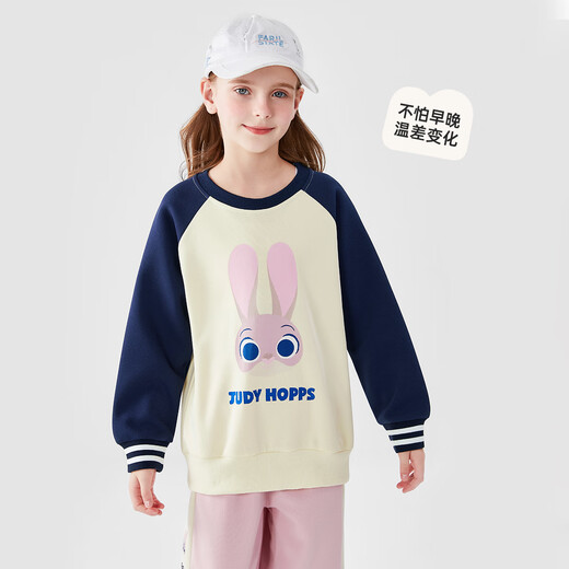 Disney girls autumn and winter sweatshirt girls Zootopia velvet thickened top children's casual pullover navy blue 140