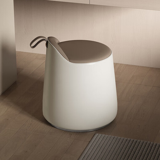 Shantou Lincun Dressing Stool Dressing Stool Chair ins Bedroom Light Luxury Minimalist Dressing Table Stool Home Net Off-white + Orange Thickened Leather Seat Surface + 360 Quiet