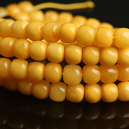 Xidian natural raw mineral beeswax old-style barrel beads single beads loose beads spaced beads Buddha beads bracelet single bead amber bracelet accessories diameter about 7mm single bead