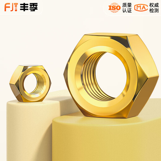 Fengji national standard pure brass nut full copper hexagonal nut screw cap M1M2M3M4M5M6M8M10M12M16M20mm M16 1 piece