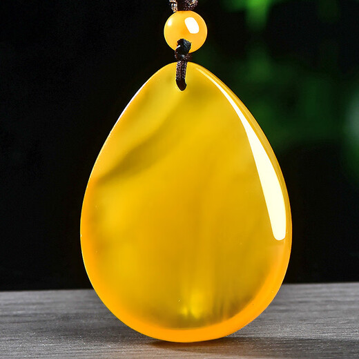 One Thousand Years Jade Chicken Oil Yellow Beeswax Wushi Brand Pendant Men's and Women's Chinese Style Auspicious Water Drop Jade Pendant Holiday Gift Style Six QZM8213i 7.78g