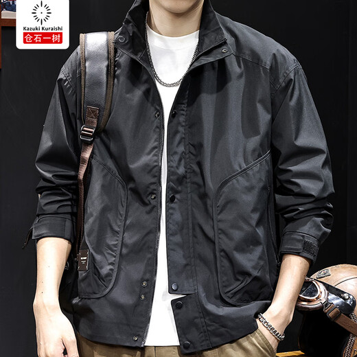 Kuraishi Kazuki high-end outdoor handsome men's jacket spring and autumn new American casual stand collar loose short work jacket Moni Green XL suitable weight 135-150Jin Jin equals 0.5 kg