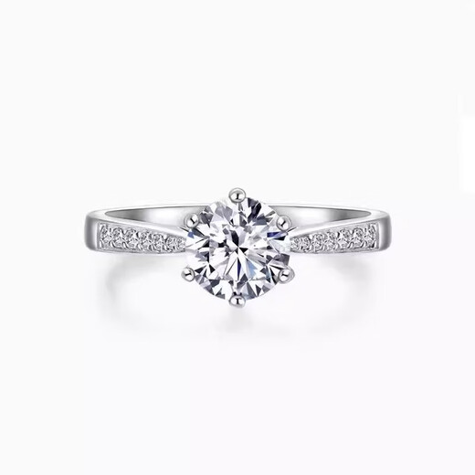 I Do platinum pt950 diamond ring micro-set six prongs 1 carat cultivated diamond proposal wedding ring gift for girlfriend and wife micro-set six prongs 50 points diamond size 15