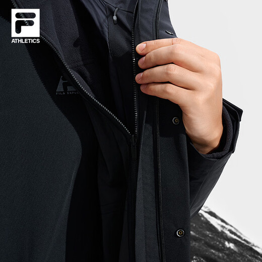 FILA Official Breathing Shell Woven Jacket Two-piece Men's Top 2025 Winter New Sports Outdoor Jacket Dark Black-BK L 175/96A/L