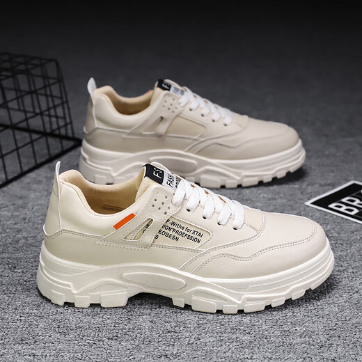 Hongxinger Duckling Erkeke 2025 automne Nouvelles chaussures de sport décontractées Chaussures masculines Chaussures blanches chaussures papa chaussures hy1289 beige simple couche 41