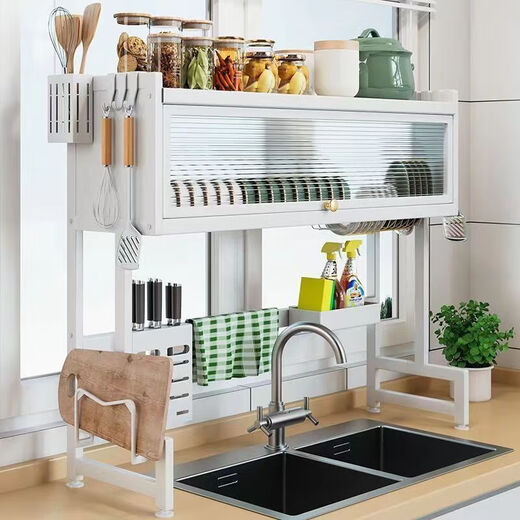 Kitchen multifunctional sink countertop dish drain rack storage shelf cabinet storage cabinet storage rack storage cabinet obsidian black 85cm long main rack luxury accessories