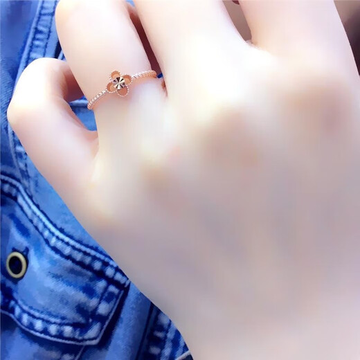 Yongsi 585 purple gold shiny fashionable hollow flower ring 18K color gold plated clover ring flower ring (open