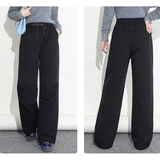 Flying in the Snow 2025 Winter New Down Pants Same Style for Men and Women for Outerwear Fashionable Warm Paratrooper Pants High Waist Loose Pants Black M 165/72A